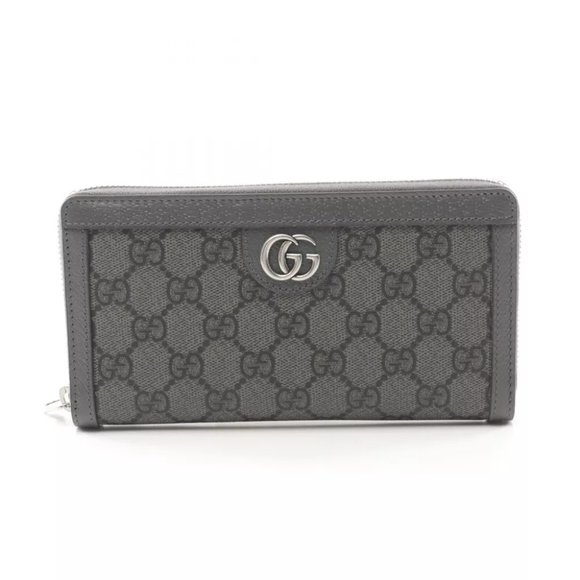 GUCCI Ophidia GG Supreme Around long wallet 706844UULBN1244 canvas Gray NEW mens - Picture 1 of 4